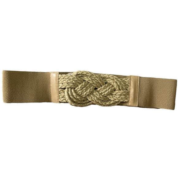 Tan 3" Wide Knot Elastic Band Belt Women's Size M/L - Picture 1 of 3